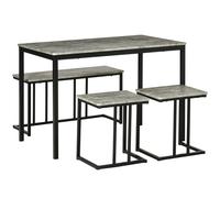 Dining Table and Chairs Set for 4 People, Concrete Effect Grey