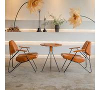 Dining Table and Chairs Set, Mid-century Modern Breakfast Nook Set with Round Tabletop and 2 Chairs, Space Saving Furniture for Bistro and Small Spaces
