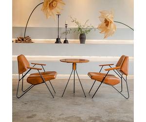 Dining Table and Chairs Set, Mid-century Modern Breakfast Nook Set with Round Tabletop and 2 Chairs, Space Saving Furniture for Bistro and Small Spaces