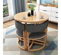 Dining Table And Chairs Set, Modern 80cm Round Kitchen Table And 4 Padded Chairs, Space-Saving Modern Style Furniture, Kitchen Dining Table And Chair Set Of 5, For Office Dining Room Living Room Pub (
