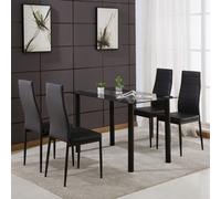 Dining Table And Chairs Set Of 4 Kitchen Dining Table With 4 Chairs Glass Clear Table 4 Black Leather Chairs Kosy Koala