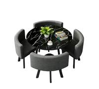 Dining Table and Chairs Set, Round Marble-Effect Tabletop, Includes 4 Chairs, Ideal for Apartments and Event Venues