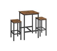 Dining Table and Chairs Set, Rustic Brown + Black