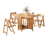 Dining Table and Chairs Set, Solid Wood Drop Leaf Design, Extendable Table with Four Chairs for Kitchen, Dining Room, and Restaurant