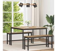 Dining table Artisan oak 110x110x75cm Engineered wood top Black metal legs Seat4