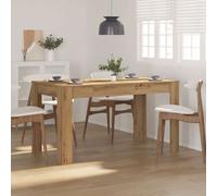 Dining Table Artisan Oak 140x74.5x76cm Poly Rattan Steel Frame Outdoor Garden XL