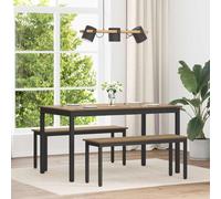Dining Table Artisan Oak 140x80x75cm Engineered Wood Top Black Metal Frame Slim