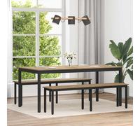 Dining table Artisan oak 180x90x75cm Engineered wood top Black metal legs Sturdy