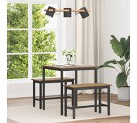 Dining Table Artisan Oak Engineered Wood Top Black Metal Frame Sturdy 70x70x75cm