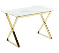 Dining Table ATTICA Marble/ Gold 120 cm 70 cm Tempered Glass