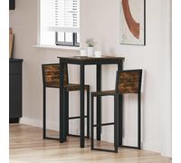 Dining Table Bar Height Smoked Oak 60x60x105 cm Engineered Wood Top Metal Legs.