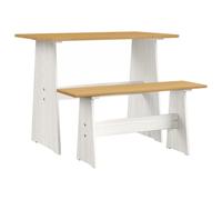 Dining Table & Bench Honey Brown/White Solid Pinewood 100x60x73cm Set Sale