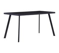 Dining Table Black 140x70x75 cm MDF Top Powderoated Metal Frame Modern Indoor