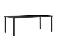 Dining Table Black 200x100x75cm Tempered Glass Top Stainless Steel Stylish Frame