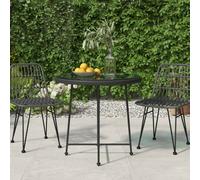Dining Table Black Ø55 cm Tempered Glass and Steel Garden Counter vidaXL
