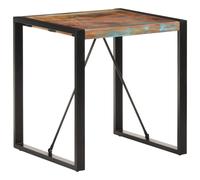 Dining Table Black 70x70x75 cm Solid Rough Mango Wood Industrial Bistro Kitchen