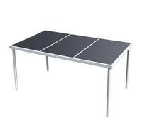 Dining Table Black Grey Glass Top 150x90x74 cm Powder-Coated Steel Legs Outdoor