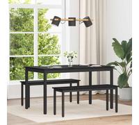 Dining Table Black Oak 140x80 cm Engineered Wood Top Metal Frame Modern Urban.