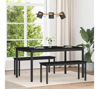 Dining Table Black Oak 150x90x75cm. Engineered Wood Top with Black Metal Legs