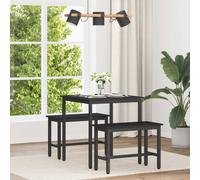Dining Table Black Oak 70x70x75cm Engineered Wood Top Surface Black Metal Legs