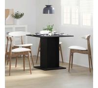 Dining Table Black Oak Engineered Wood 80x80x75 cm Square Minimal Compact Style