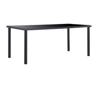vidaXL Dining Table Black 180x90cm Tempered Glass Dinner Kitchen Furniture