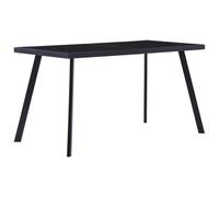 Dining Table Black Tempered Glass Top Steel Legs 140x70x75 cm Modern Industrial