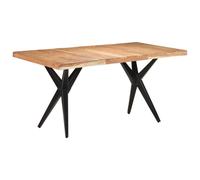 Dining table Bleached Acacia Wood 160x80x76 cm Powder-Coated Steel Legs Modern.