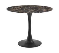 Beliani Dining Table Boca Black Marble 90 Cm 90 Cm