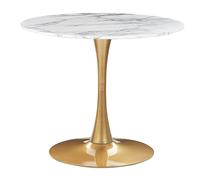 Beliani Dining Table Boca White Marble 90 Cm 90 Cm, White