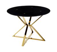 Dining Table BOSCO Black 105 cm 105 cm Tempered Glass