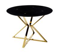 Beliani Dining Table Bosco Black 105 Cm 105 Cm Tempered Glass