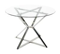 Dining Table BOSCO Silver 105 cm 105 cm Tempered Glass