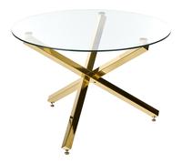 Dining Table BUTLER Gold 110 cm 110 cm Tempered Glass