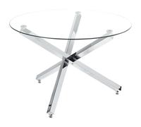 Dining Table BUTLER Silver 110 cm 110 cm Tempered Glass