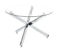 Dining Table BUTLER Silver 110 cm 110 cm Tempered Glass