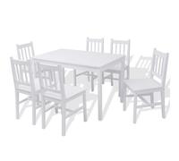 Dining Table&Chairs Set Home Furniture Pinewood White/Brown 3/5/7 Piece vidaXL