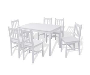 Dining Table&Chairs Set Home Furniture Pinewood White/Brown 3/5/7 Piece vidaXL