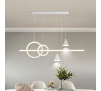 Dining Table Chandelier Modern LED Pendant Lights Dimmable Dining Room Pendant Lamp Height Adjustable Designer Pendant Lamp Dimmable with Remote Control Living Room Dining (White, L120cm) LWX