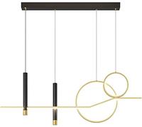 Dining Table Chandelierd Black Long Creative Chandelier with Downlight 51W Led Linear Chandelier Remote Control Dimmable Spotlight Chandelier for Living Room Office Kitchen Bedroom