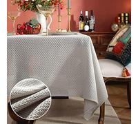 Dining Table Cover,Nordic Waffle Weave Tassel Tablecloth Gray Farmhouse Pastoral Table Cloth Natural Cotton Fabric Tablecloth Home Wedding Party Party Dining Banquet Decoration,135Cm×260Cm