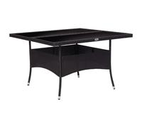 (black) vidaXL Solid Acacia Wood Outdoor Garden Dining Table Poly Rattan Multi Colours