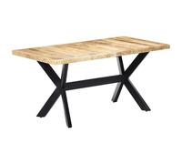 vidaXL Solid Rough Mango Wood Dining Table Heavy Duty Steel Legs 160x80cm