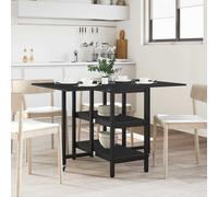 Dining Table Extendable Black Oak 122x80x76.5cm Engineered Wood 2 Shelves Mobile