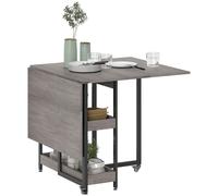 Dining Table Folding Drop Leaf Kitchen Storage Shelves Space Saving