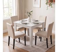 HOMCOM Dining Table for 4, 80L x 80W x 75Hcm, White