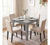 HOMCOM Dining Table for 4, 80L x 80W x 75Hcm, Grey Wood Effect