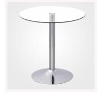 Dining Table for Small Spaces - Modern Round Glass Top Pedestal Table with Chrome Base for 2-4 People, Elegant Transparent Design
