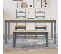 Dining Table Grey Solid Pine 160x80x75cm Panama Minimalist Honey Top