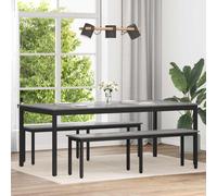 Dining table Grey Sonoma 200x100x75cm Engineered Wood Top Black Metal Legs Solid